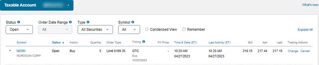 Taxable Account - Open Trades 2023-5-25