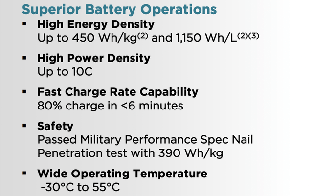 Amprius Technologies Battery Specification