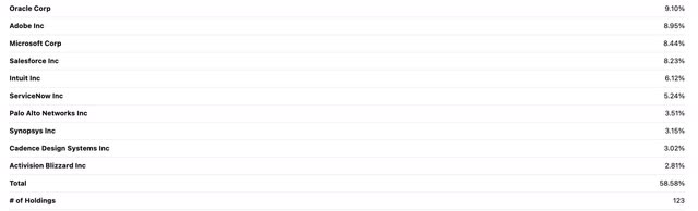 IGV Top 10 Holdings