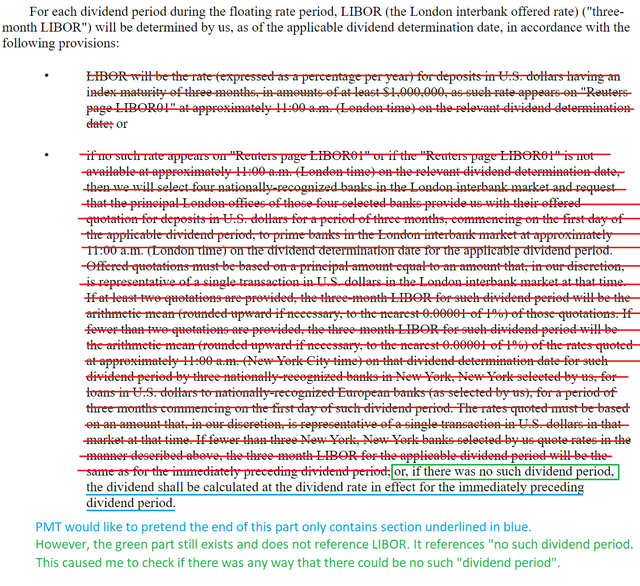 Screenshot showing edits to the prospectus