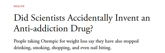 Anti-addiction drug Ozempic