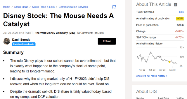 Seeking Alpha, my past coverage of DIS