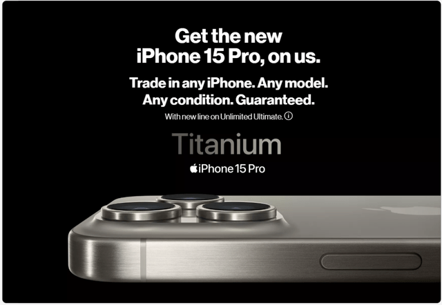 Verizon/Apple Advert for iPhone 15 Upgrades